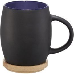 Ceramiczny kubek Hearth z drewnianym wiekiem/spodeczkiem czarny, niebieski