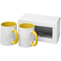 2-częściowy zestaw upominkowy Ceramic składający się z kubków z nadrukiem sublimacyjnym żółty (10062605)