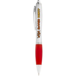 Długopis ze srebrnym korpusem i kolorowym uchwytem Nash srebrny, czerwony