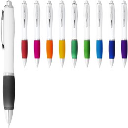 Długopis Nash z białym korpusem i kolorwym uchwytem biały, fioletowy