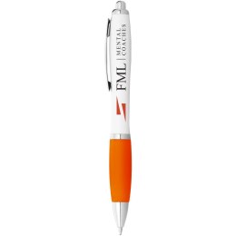 Długopis Nash z białym korpusem i kolorwym uchwytem biały, pomarańczowy