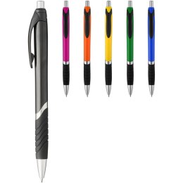 Solidny, kolorowy długopis Turbo z gumowym uchwytem zielony, czarny
