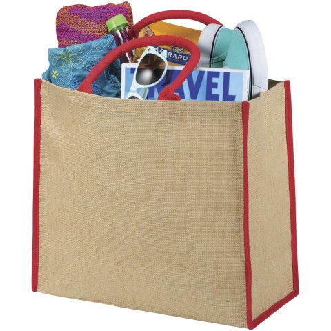 Duża torba jutowa piasek pustyni, czerwony