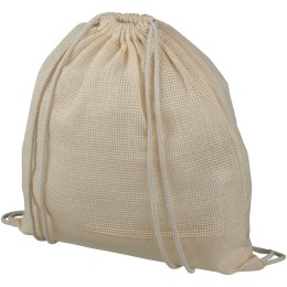 Plecak Maine z siatki bawełnianej ze sznurkiem ściągającym natural