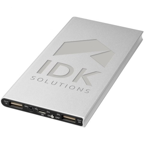 Aluminiowy powerbank Plate 8000 mAh srebrny