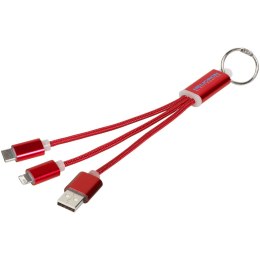 Kabel do ładowania 3w1 Metal z kółkiem na klucze czerwony