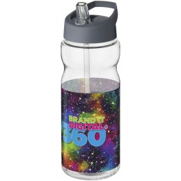 Bidon H2O Base® o pojemności 650 ml z wieczkiem z słomką przezroczysty, szary sztormowy