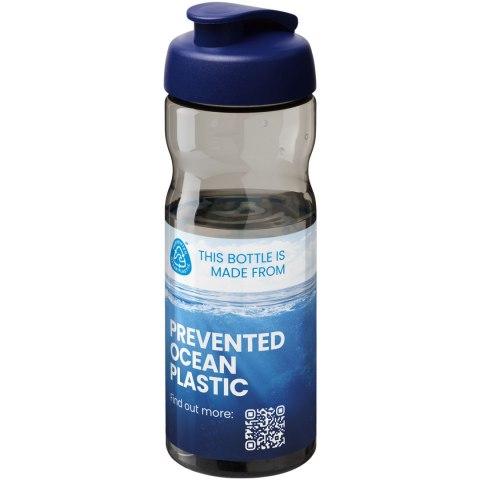 Bidon H2O Eco o pojemności 650 ml z wieczkiem zaciskowym ciemnografitowy, błękit królewski
