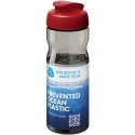 Bidon H2O Eco o pojemności 650 ml z wieczkiem zaciskowym ciemnografitowy, czerwony