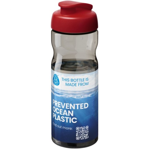 Bidon H2O Eco o pojemności 650 ml z wieczkiem zaciskowym ciemnografitowy, czerwony