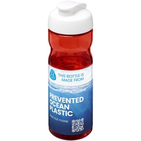 Bidon H2O Eco o pojemności 650 ml z wieczkiem zaciskowym czerwony, biały