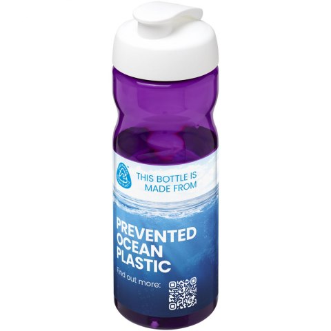 Bidon H2O Eco o pojemności 650 ml z wieczkiem zaciskowym fioletowy, biały