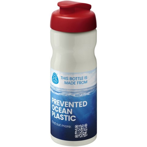 Bidon H2O Eco o pojemności 650 ml z wieczkiem zaciskowym kość słoniowa, czerwony