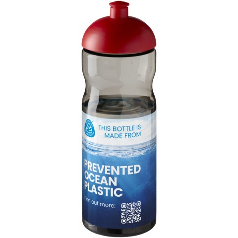 Bidon H2O Eco o pojemności 650 ml z wypukłym wieczkiem ciemnografitowy, czerwony