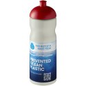 Bidon H2O Eco o pojemności 650 ml z wypukłym wieczkiem kość słoniowa, czerwony