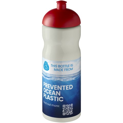 Bidon H2O Eco o pojemności 650 ml z wypukłym wieczkiem kość słoniowa, czerwony