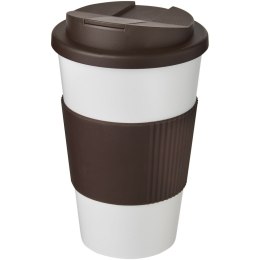 Americano® 350 ml tumbler with grip & spill-proof lid biały, brązowy