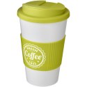 Americano® 350 ml tumbler with grip & spill-proof lid biały, limonka