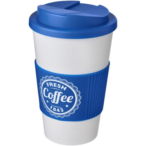 Americano® 350 ml tumbler with grip & spill-proof lid biały, średnioniebieski