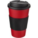 Americano® 350 ml tumbler with grip & spill-proof lid czerwony, czarny