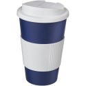 Americano® 350 ml tumbler with grip & spill-proof lid niebieski, biały