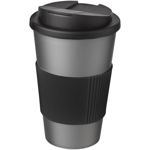 Americano® 350 ml tumbler with grip & spill-proof lid srebrny, czarny