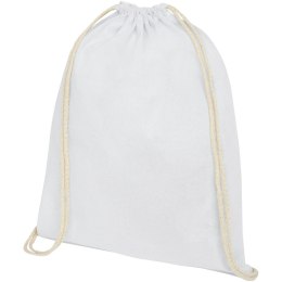 Plecak Oregon wykonany z bawełny o gramaturze 140 g/m² ze sznurkiem ściągającym biały