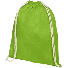 Plecak Oregon wykonany z bawełny o gramaturze 140 g/m² ze sznurkiem ściągającym limonka