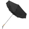Składany wiatroodporny parasol 51 cm z PET z recyklingu Birgit czarny