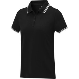 Damska koszulka polo Amarago z kontrastowymi paskami i krótkim rękawem czarny