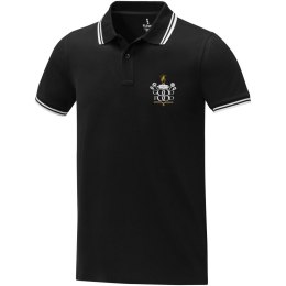 Męska koszulka polo Amarago z kontrastowymi paskami i krótkim rękawem czarny
