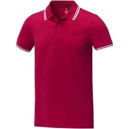 Męska koszulka polo Amarago z kontrastowymi paskami i krótkim rękawem czerwony