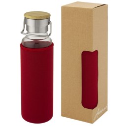 Szklana butelka Thor o pojemności 660 ml z neoprenowym pokrowcem czerwony