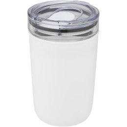 Szklany kubek Bello o pojemności 420 ml z zewnętrzną ścianką z plastiku z recyklingu biały