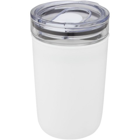Szklany kubek Bello o pojemności 420 ml z zewnętrzną ścianką z plastiku z recyklingu biały