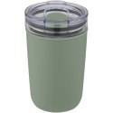 Szklany kubek Bello o pojemności 420 ml z zewnętrzną ścianką z plastiku z recyklingu zielony melanż