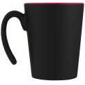 Kubek ceramiczny Oli o pojemności 360 ml z uchwytem czerwony, czarny