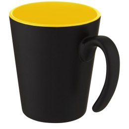 Kubek ceramiczny Oli o pojemności 360 ml z uchwytem żółty, czarny