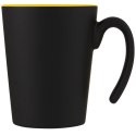 Kubek ceramiczny Oli o pojemności 360 ml z uchwytem żółty, czarny