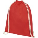 Plecak ściągany sznurkiem Orissa z bawełny organicznej z certyfikatem GOTS o gramaturze 140 g/m² czerwony
