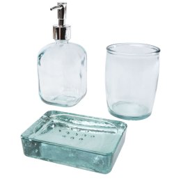 Jabony 3-częściowy zestaw łazienkowy ze szkła pochodzącego z recyclingu przezroczysty bezbarwny