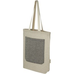 Pheebs torba na zakupy o pojemności 9 l z bawełny z recyklingu o gramaturze 150 g/m² i z przednią kieszenią piasek pu