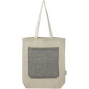 Pheebs torba na zakupy o pojemności 9 l z bawełny z recyklingu o gramaturze 150 g/m² i z przednią kieszenią piasek pu