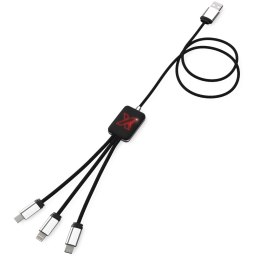 Kabel z podświetlonym logo 3w1 - SCX.design C17 czerwony, czarny