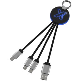 Kabel z podświetlonym logo 3w1 z brelokiem - SCX.design C16 niebieski, czarny