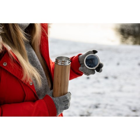 Bambusowy termos 500 ml, posiada sitko zatrzymujące fusy oraz dotykowy cyfrowy wyświetlacz temperatury napojów | Georgia