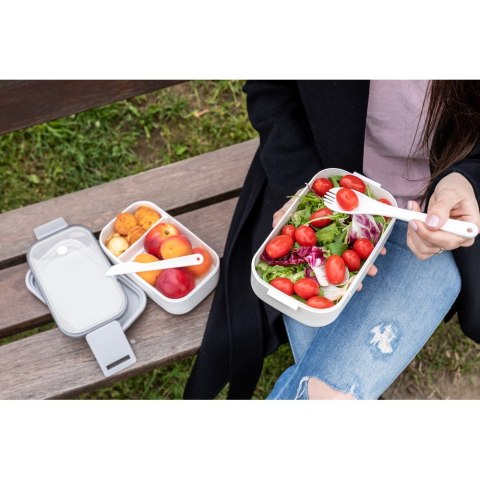 Pudełka śniadaniowe 2 w 1, 2x700 ml, sztućce | Cash