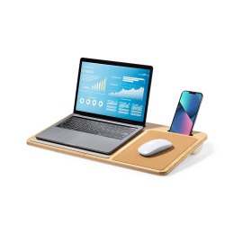 Bambusowy organizer na biurko, stojak na laptopa, stojak na telefon, korkowa podkładka pod mysz