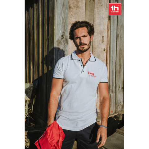 THC ROME WH. Męski slim fit polo t-shirt