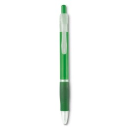 Długopis z gumowym uchwytem przezroczysty zielony